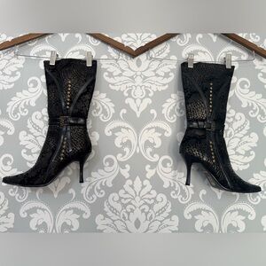 LUV Shoes Faux Snake Skin Stiletto Boots
